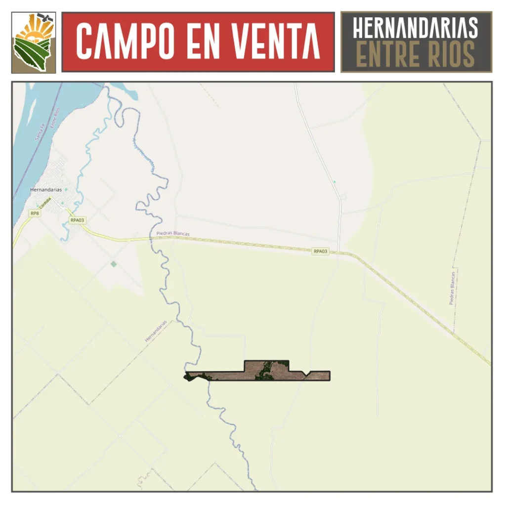 Campo AGRICOLA en Venta. 221 ha. Hernandarias, La Paz, Entre Rios